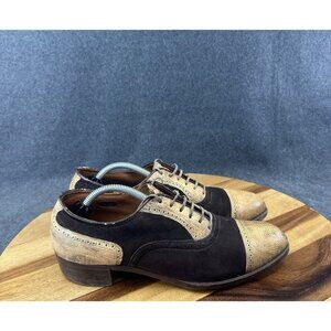 Vtg 1950s Two-Tone Oxford Brogue Florsheim Shoes Men Sz 7.5B Union Made Ped-Flex